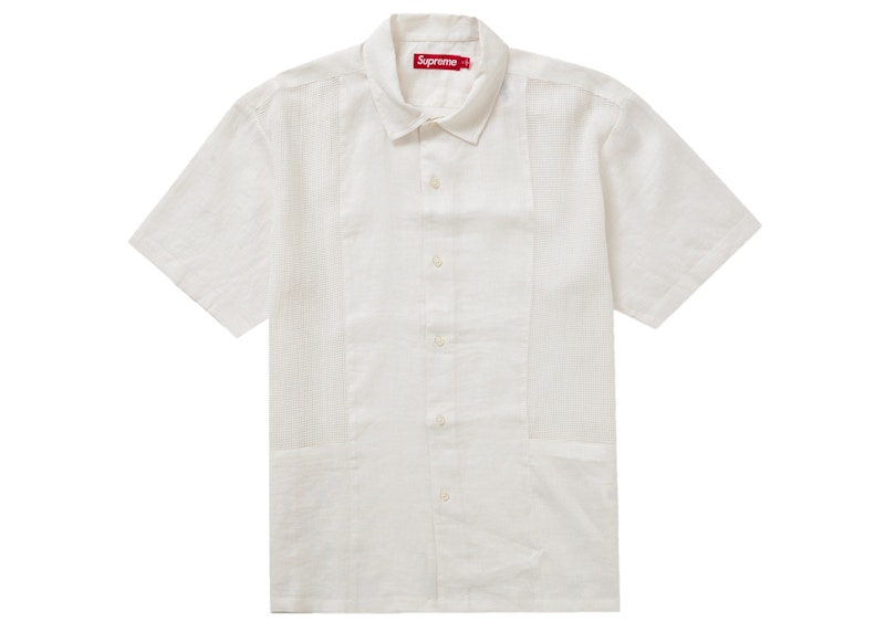 Supreme Mesh Panel Linen S/S Shirt White