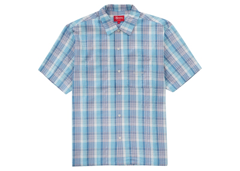 Supreme Metallic Plaid S/S Shirt Light Blue