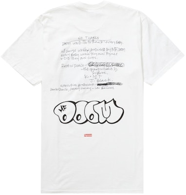 Supreme MF DOOM 白色T恤 Order Supreme MF DOOM 白色T恤