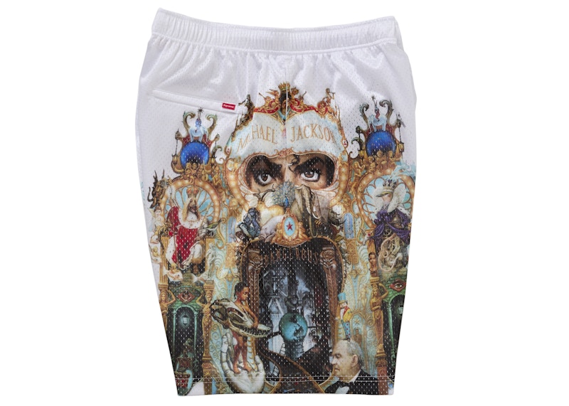 Shop Supreme Michael Jackson Dangerous Pantalón Corto de Malla Blanco