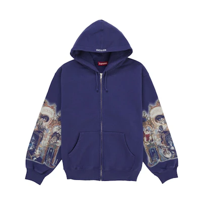 Supreme Michael Jackson Dangerous Zip Up Hooded Sweatshirt Washed Navy