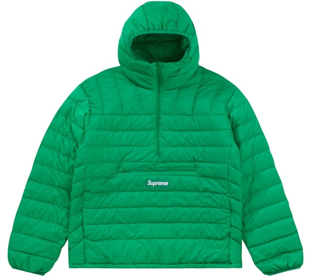 supreme-micro-down-half-zip-hooded-pullover-fw-22-green