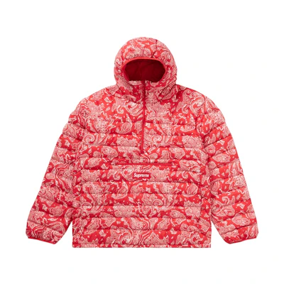 Supreme Micro Down Half Zip Hooded Pullover (FW22) Red Paisley