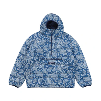 Supreme Micro Down Half Zip Hooded Pullover (FW22) Blue Paisley