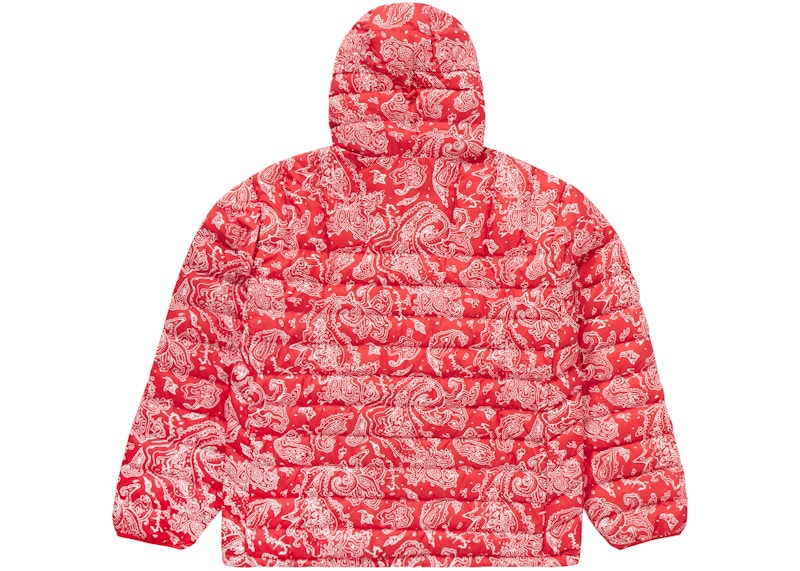 Order Supreme 微型羽絨半拉鍊連帽套頭衫 (秋冬22) 紅色佩斯利花樣