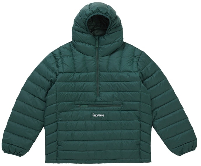 supreme-micro-down-half-zip-hooded-pullover-fw-25-dark-green