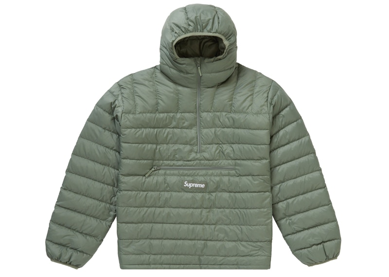 Buy 至尊微羽絨半拉鍊連帽套頭衫橄欖綠