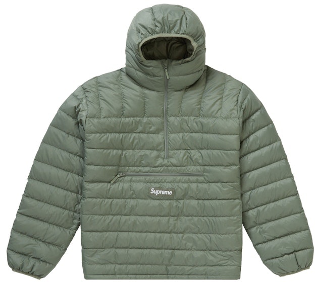 supreme-micro-down-half-zip-hooded-pullover-olive