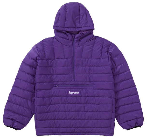 supreme-micro-down-half-zip-hooded-pullover-purple
