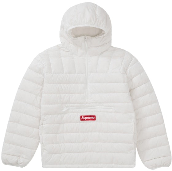 supreme-micro-down-half-zip-hooded-pullover-white