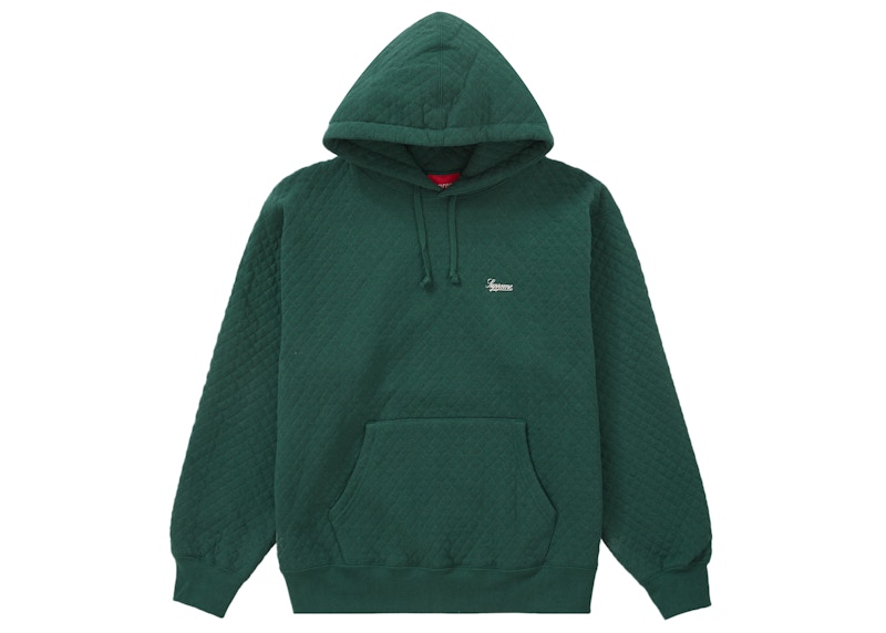 Supreme Micro Quilted Hooded Sweatshirt Dark Pine