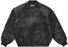 Supreme Mister Cartoon Embroidered Leather Jacket Black Supreme Mister Cartoon Embroidered Leather Jacket Black