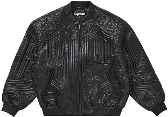 Supreme Mister Cartoon Embroidered Leather Jacket Black Buy Supreme Mister Cartoon Embroidered Leather Jacket Black