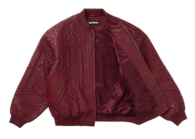 Order Supreme Mister Cartoon Jaket Kulit Sulaman Burgundy