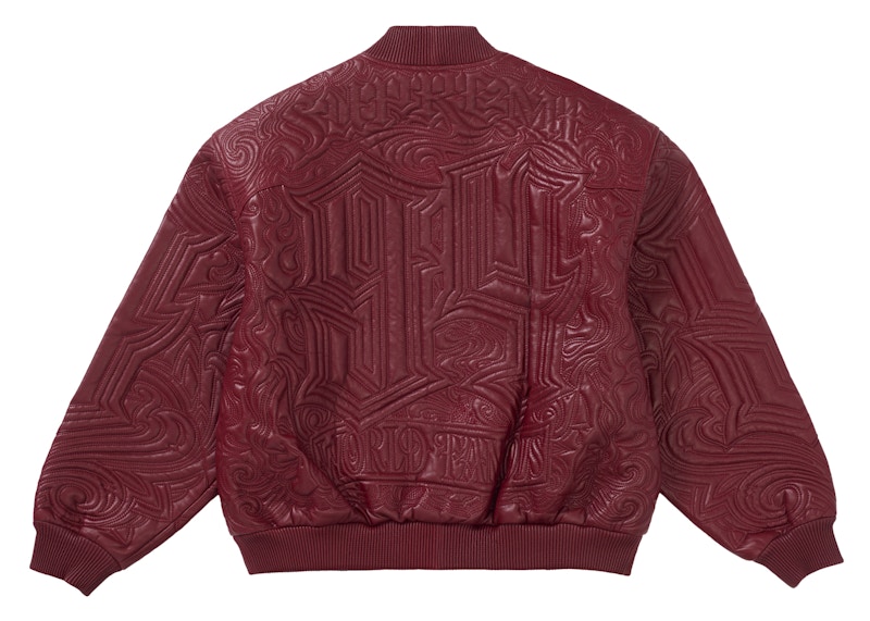 Lookbook Supreme Mister Cartoon Jaket Kulit Sulaman Burgundy