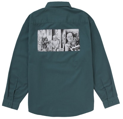 Supreme Mister Cartoon Work Shirt Work Green Order Supreme Mister Cartoon Work Shirt Work Green