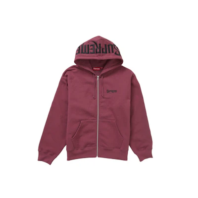 Supreme Mister Cartoon Zip Up Hooded Sweatshirt Dark Red