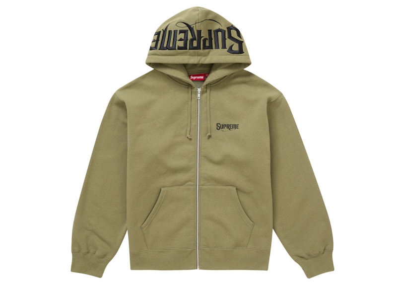 Supreme Mister Cartoon Zip Up Hooded Sweatshirt Light Olive