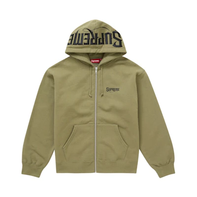 Supreme Mister Cartoon Zip Up Hooded Sweatshirt Light Olive