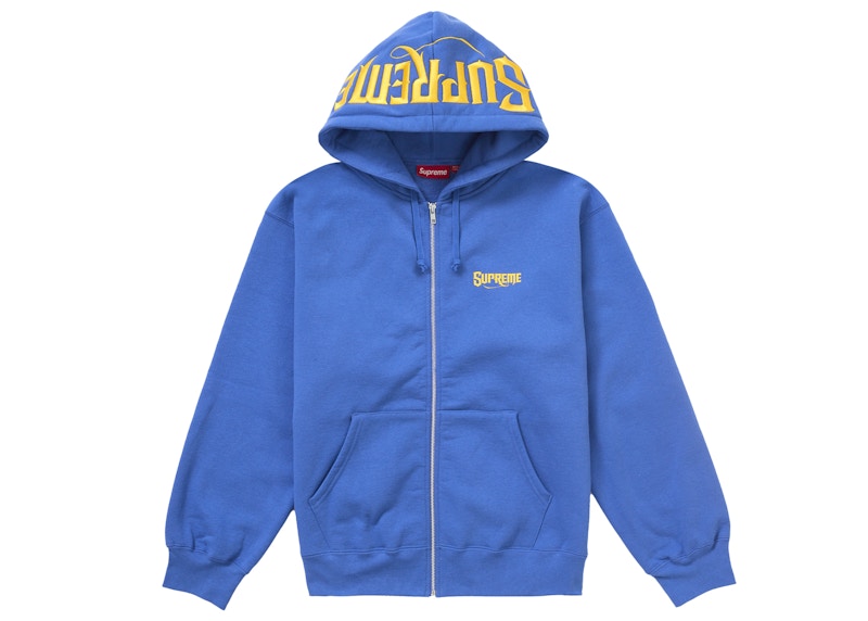 Supreme Mister Cartoon Zip Up Hooded Sweatshirt Washed Royal