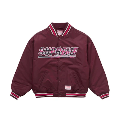 Supreme Mitchell & Ness Camo Logo Varsity Jacket Burgundy