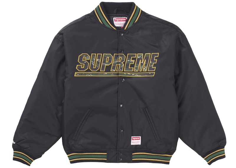 Supreme Mitchell & Ness Camo Logo Varsity Jacket Black