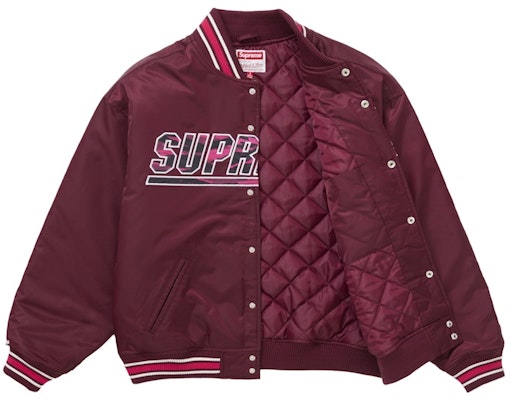 Supreme Mitchell & Ness Camo Logo Varsity Jacket Burgundy Order Supreme Mitchell & Ness Camo Logo Varsity Jacket Burgundy