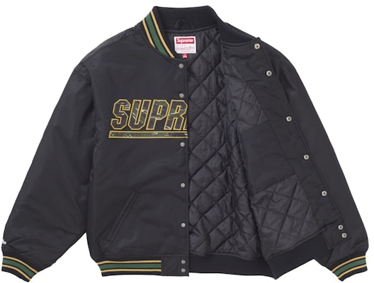Supreme Mitchell & Ness 迷彩標誌棒球夾克 黑色 Order Supreme Mitchell & Ness 迷彩標誌棒球夾克 黑色