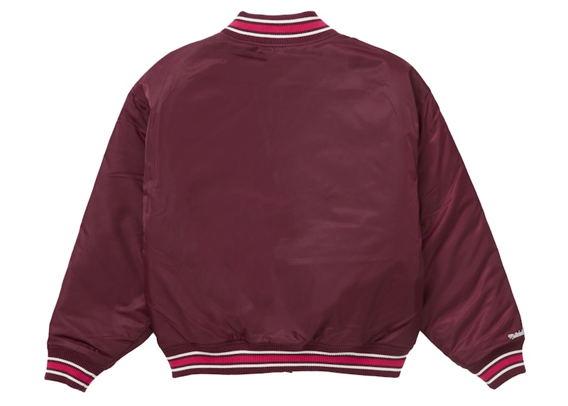 Lookbook Supreme Mitchell & Ness 迷彩標誌棒球外套 酒紅色