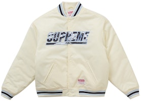 Supreme Mitchell & Ness Camo Logo Varsity Jacket White Supreme Mitchell & Ness Camo Logo Varsity Jacket White