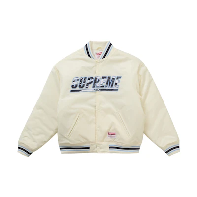 Supreme Mitchell & Ness Camo Logo Varsity Jacket White