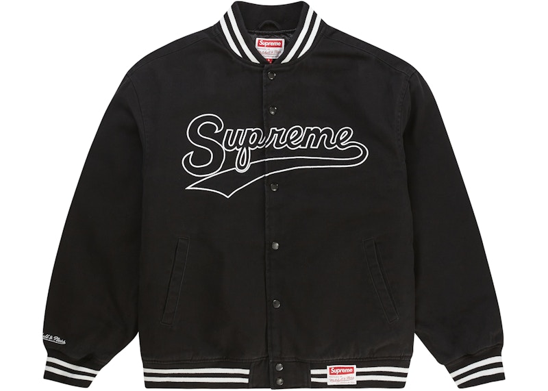 ジャケット・アウター supreme woven leather varsity jacket S Supreme Woven Leather Varsity Jacket Black Men's - FW23 - US