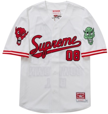 Supreme Mitchell & Ness Downtown Hell Baseball Jersey White Buy Supreme Mitchell & Ness Downtown Hell Baseball Jersey White