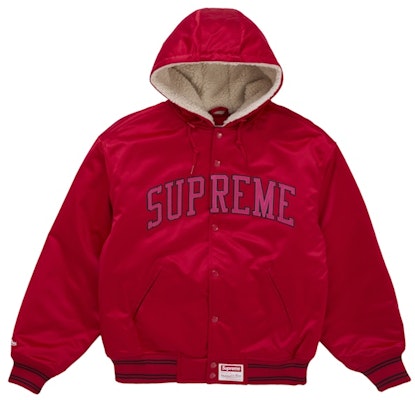 シュプリーム ミッチェル&ネス ラインフード サテン バーシティジャケット レッド Buy シュプリーム ミッチェル&ネス ラインフード サテン バーシティジャケット レッド