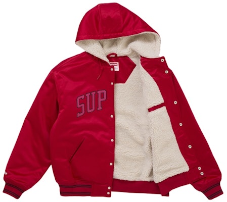 シュプリーム ミッチェル&ネス ラインフード サテン バーシティジャケット レッド Order シュプリーム ミッチェル&ネス ラインフード サテン バーシティジャケット レッド