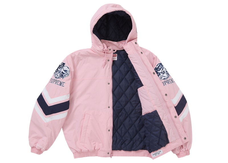 Supreme Mitchell & Ness NCAA Hooded Stadium Jacket Pink 圖 2