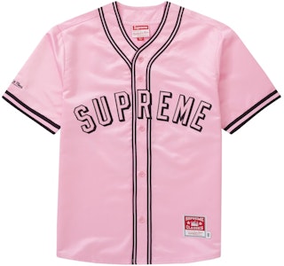 Supreme Mitchell & Ness Kaos Baseball Satin Pink Buy Supreme Mitchell & Ness Kaos Baseball Satin Pink