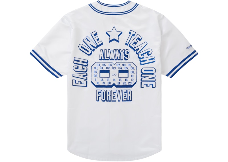 Order Supreme 米切爾&內斯緞面棒球外套 白色