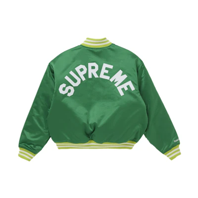 Supreme Mitchell & Ness Satin Varsity Jacket (FW24) Green