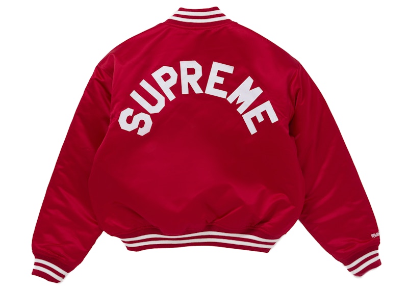 Supreme Mitchell & Ness Satin Varsity Jacket (FW24) Red