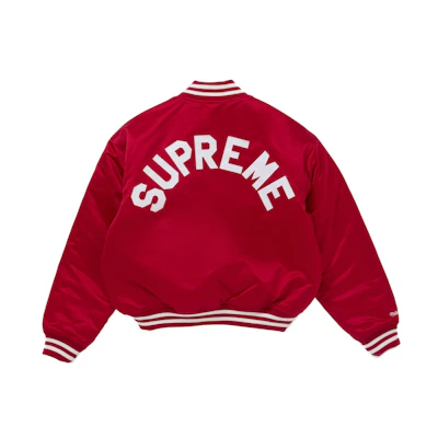 Supreme Mitchell & Ness Satin Varsity Jacket (FW24) Red