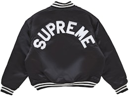 Supreme Mitchell & Ness Satin Varsity Jacket (FW24) Black Supreme Mitchell & Ness Satin Varsity Jacket (FW24) Black