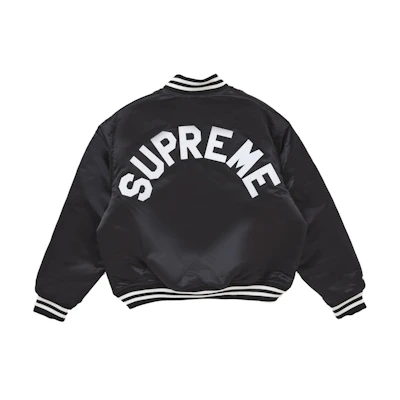 Supreme Mitchell & Ness Satin Varsity Jacket (FW24) Black