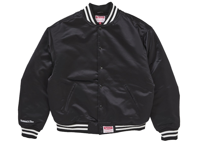 Lookbook Supreme Mitchell & Ness 緞面棒球外套 (FW24) 黑色