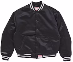 Lookbook Supreme Mitchell & Ness 緞面棒球外套 (FW24) 黑色