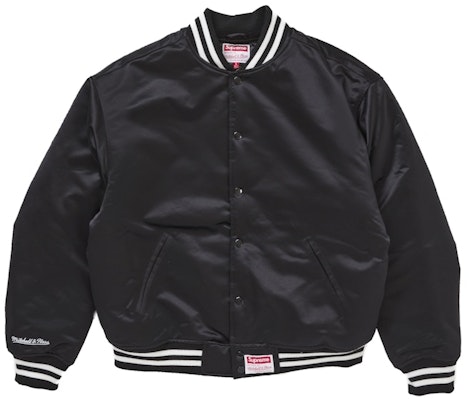 Supreme Mitchell & Ness 緞面棒球外套 (FW24) 黑色 Lookbook Supreme Mitchell & Ness 緞面棒球外套 (FW24) 黑色