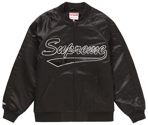 Supreme Mitchell & Ness 亮片標誌黑色棒球外套 Buy Supreme Mitchell & Ness 亮片標誌黑色棒球外套