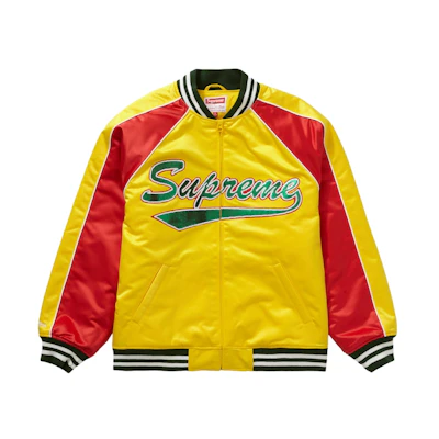 Supreme Mitchell & Ness Sequin Logo Varsity Jacket Gold