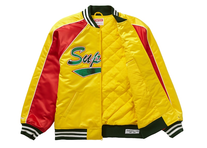Supreme Mitchell & Ness Sequin Logo Varsity Jacket Gold 圖 2
