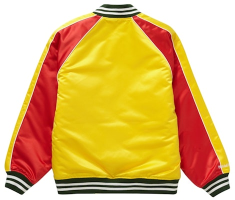 Supreme Mitchell & Ness Sequin Logo Varsity Jacket Gold Lookbook Supreme Mitchell & Ness Sequin Logo Varsity Jacket Gold